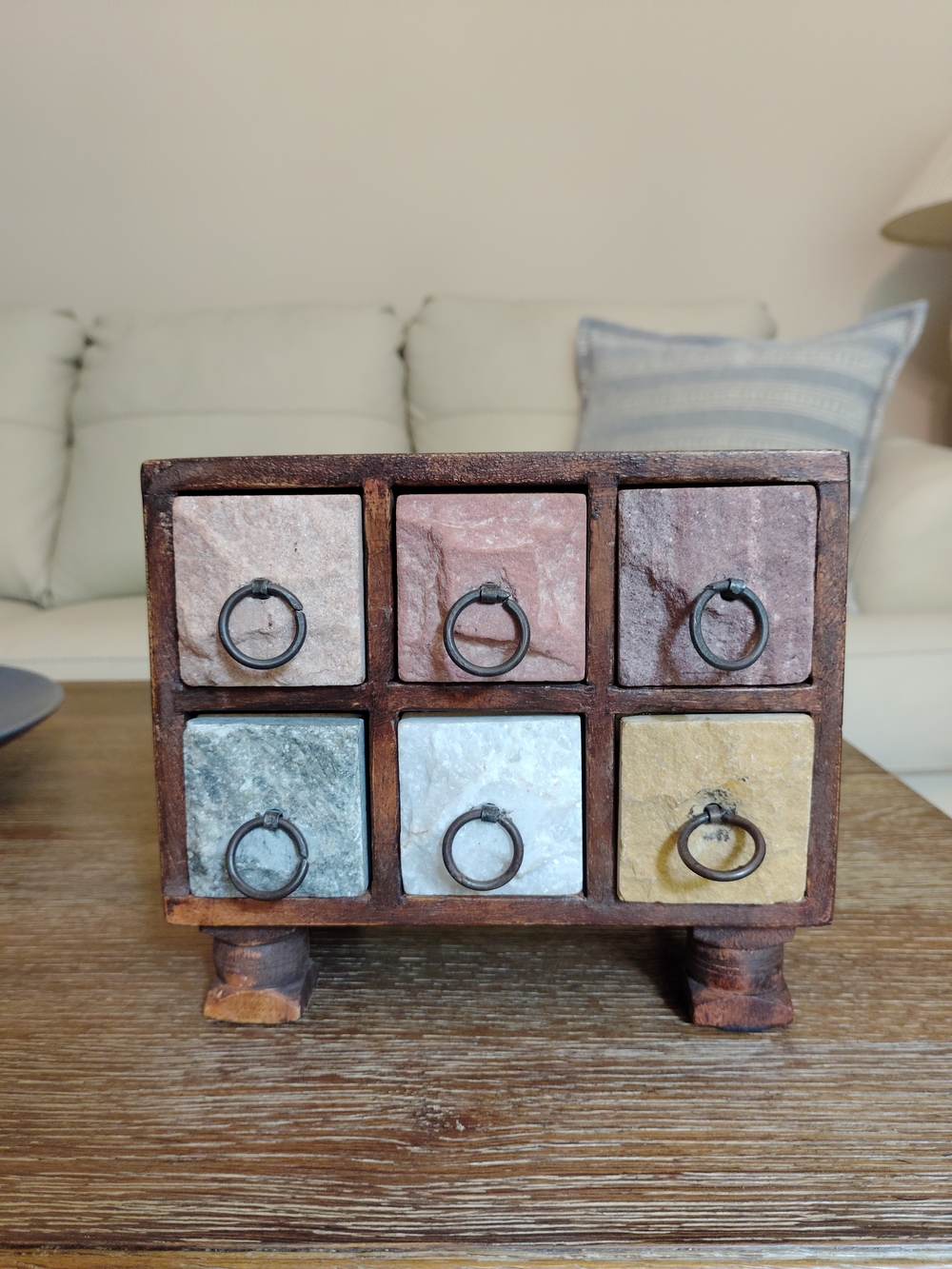 Multicolor Stone Jewelry Box- 6 Drawer Organizer